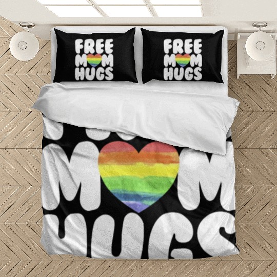 Free Mom Hugs LGBTQ Plus Rainbow Heart Free Hugs Bedding Sets
