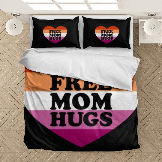 Free Mom Hugs Lesbian Flag Heart LGBTQ Free Hugs Bedding Sets