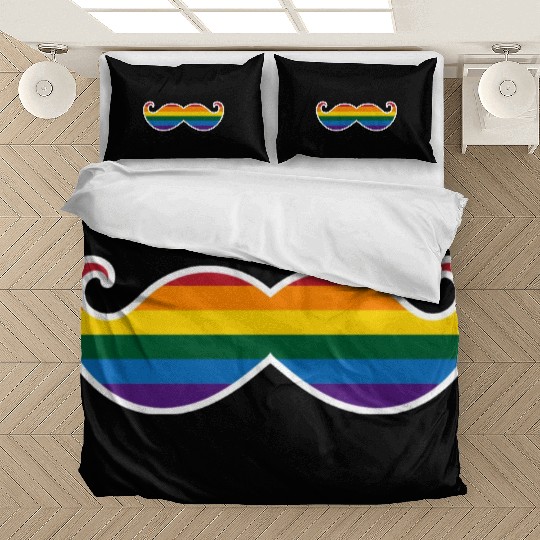 rainbow mustache Bedding Sets