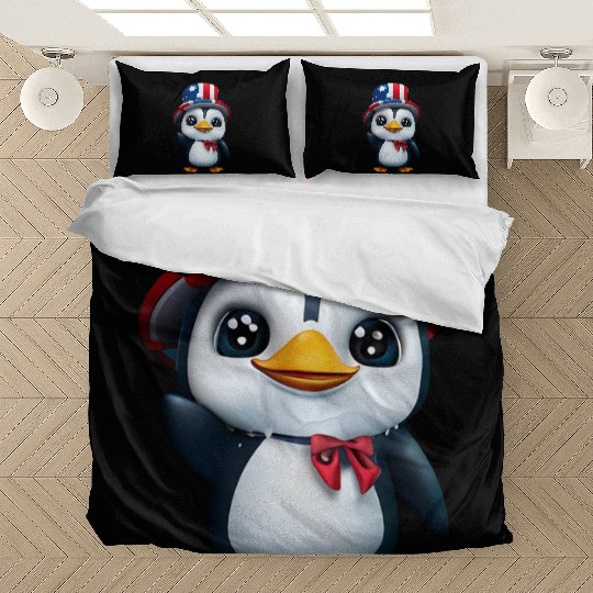 Patriotic penguin for the 4th of July Bedding Sets