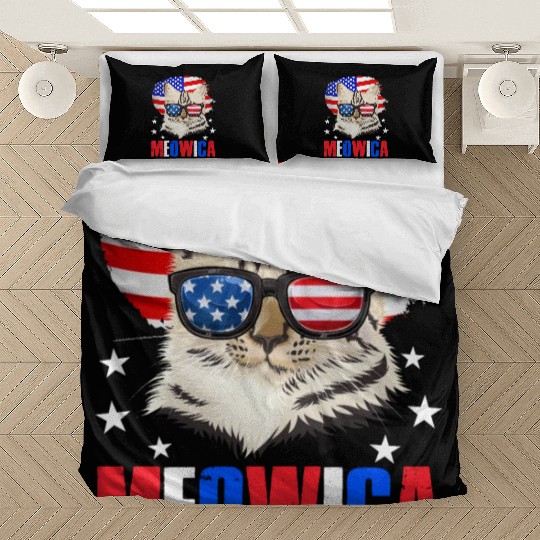 Meowica Cat lover Independence Day Patriotic Bedding Sets