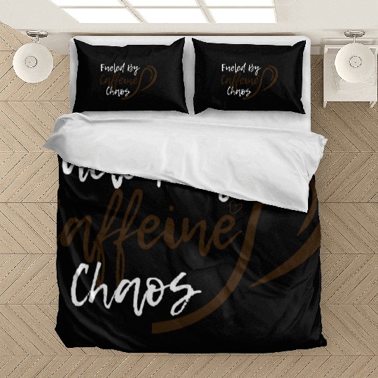 Fueled by Caffeine Chaos Funny Coffee Lover Design Bedding Sets