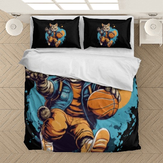 Basketball Cat Basketball Player I Love Basketball Bedding Sets