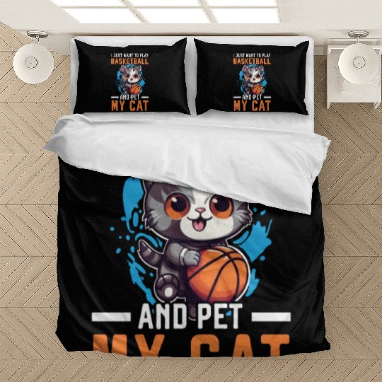 Basketball Cat Basketball Player I Love Basketball Bedding Sets