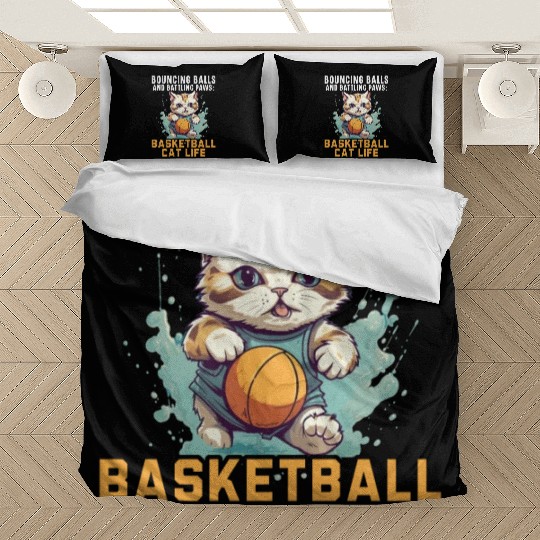 Basketball Cat Basketball Player I Love Basketball Bedding Sets