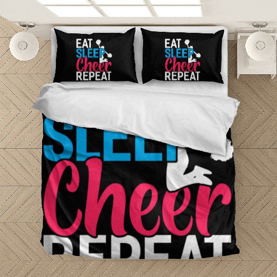 Eat Sleep Cheer Repeat Funny Cheerleader Cheering Bedding Sets