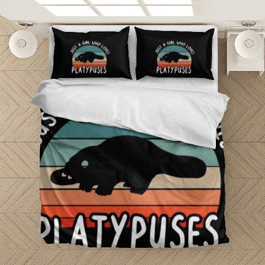 Girl Platypus Lover Illustration Animal Bedding Sets