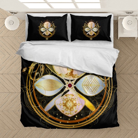 magic amulet, golden tree of life symbol Bedding Sets