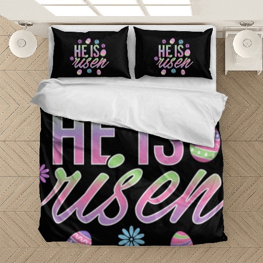 He Is Risen Easter Christian Message Easter Eggs Bedding Sets