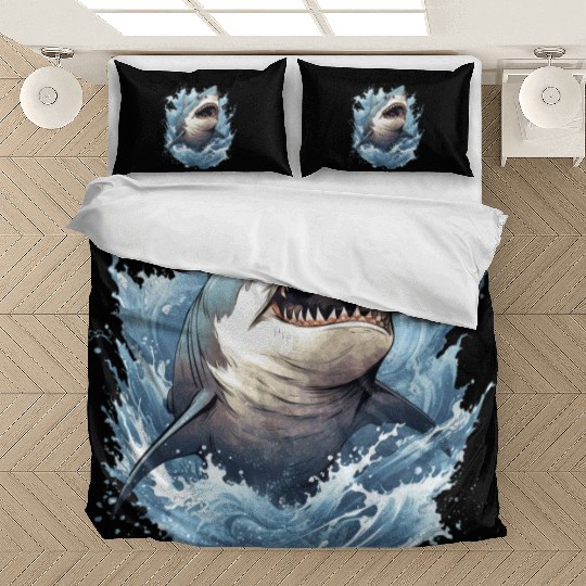 Captivating Shark Depiction Bedding Sets