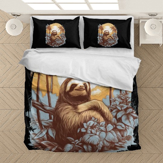 Cozy Sloth Illustration Bedding Sets