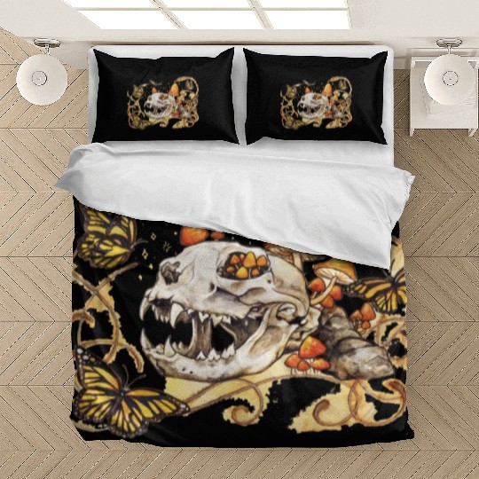 Cat Skull And Butterflies Bedding Sets