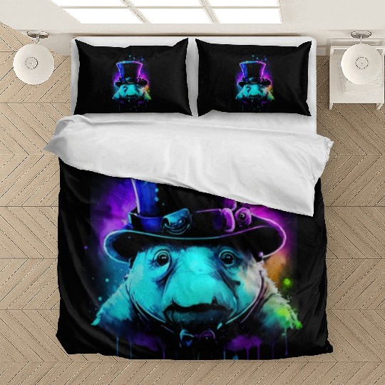 Cute Tardigrade in a Top Hat - Retro Disco Drip Ar Bedding Sets