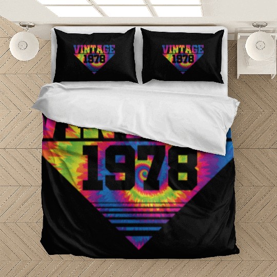 Vintage 1978 Tie Dye Splash Color Triangle Bedding Sets