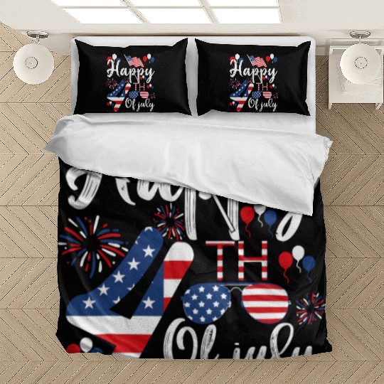 Happy Fourth Of July Patriotic American US Flag Bedding Sets