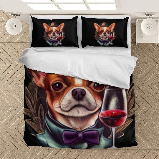 Chihuahua - France French Wine Cute Dog Souvenir Bedding Sets