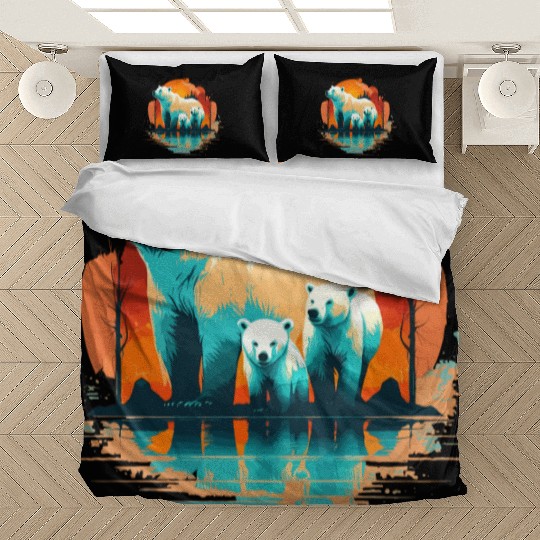 Polar Bear with cubs, Snow Spectrum Bedding Sets