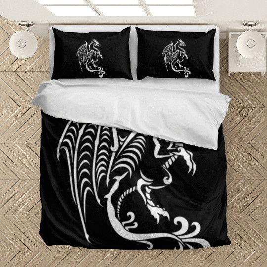 White Tribal Dragon For Bedding Sets