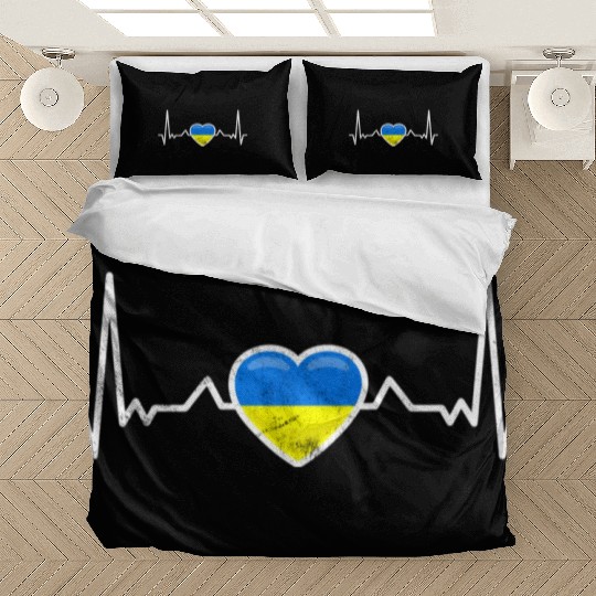 Heartbeat Ukraine Heart Ukrainian Flag Bedding Sets