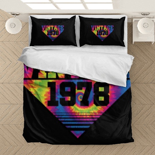 Vintage 1978 Tie Dye Splash Color Triangle Bedding Sets