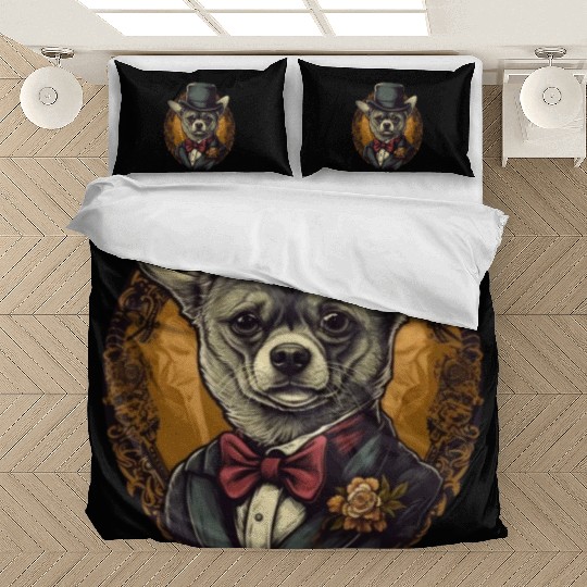 Chihuahua - France Red Wine French Gentleman Funny Bedding Sets