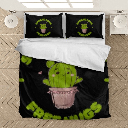 Spread Love Free Hugs Funny Cactus in a Pot Bedding Sets