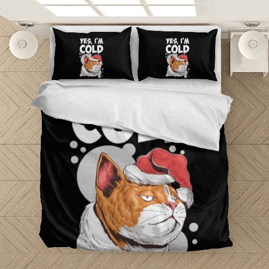Yes I m Cold Lazy Cat Face Cozy Chilly Days Bedding Sets