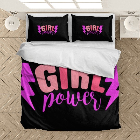 Preppy Room Decor Girl Power Quote With Lightning Bedding Sets