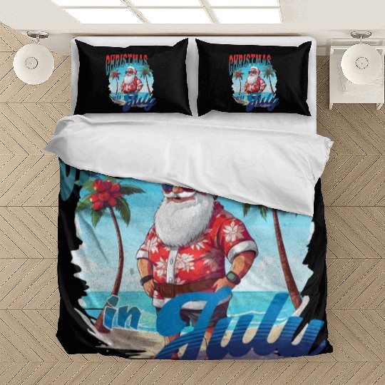 Santa at the Beach | Christmas In July Bedding Sets