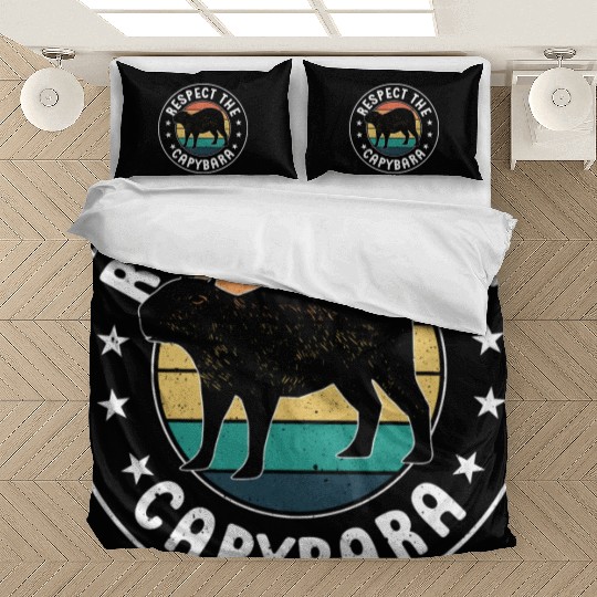 Retro Respect The Capybara Capybara Lover Meme Bedding Sets