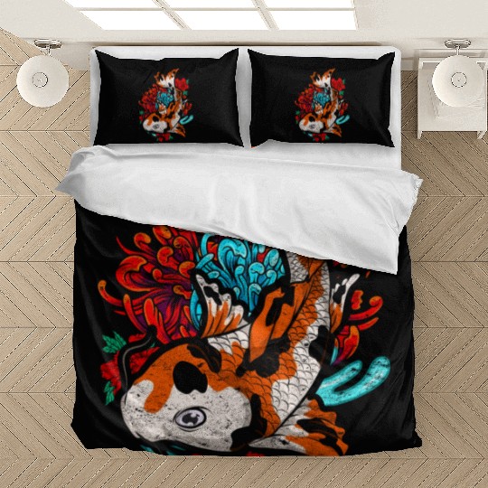 Koi fish farmer gift colorful koi carp Bedding Sets