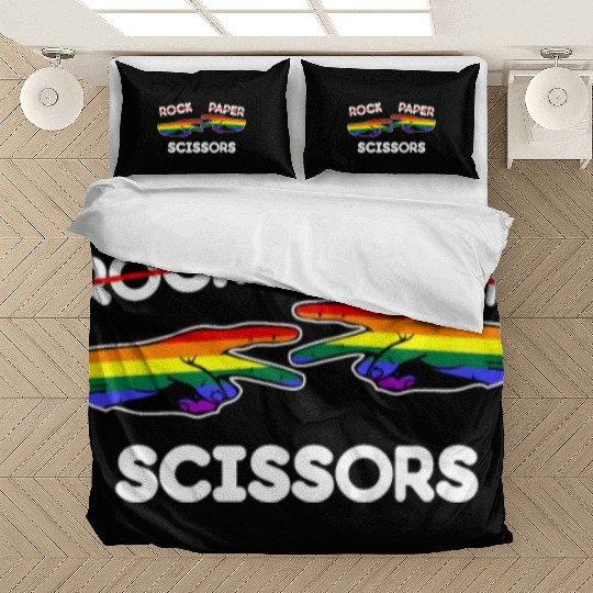 Rock Paper Scissors Funny Lesbian Pride LGBT Pun Bedding Sets