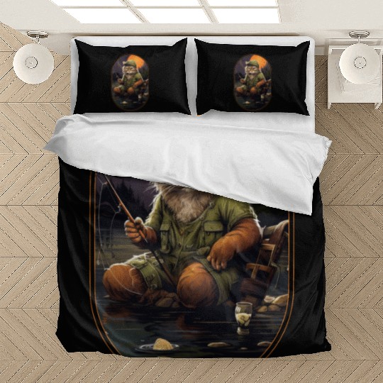 Cat On Fish Cat Fisherman Bedding Sets