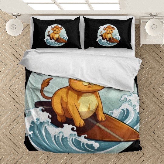 Surfing Cow on Surfboard, Adventurous Animal Bedding Sets
