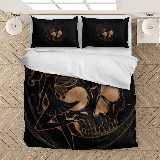 Fairy Bedding Sets, Fairycore Skull Skeleton And Moon