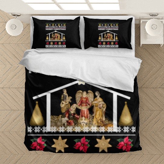 Polish Wesolych Swiat Nativity Scene Jesus Born Bedding Sets