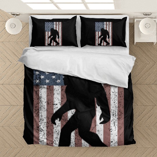 Bigfoot Sasquatch American Flag USA Bedding Sets