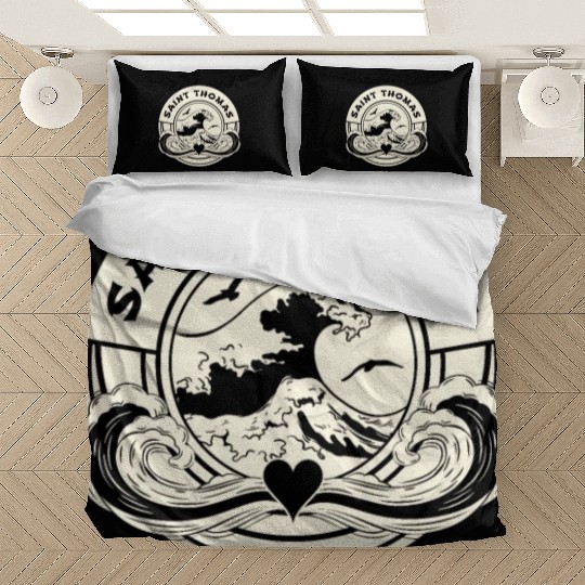 St Thomas Caribbean Sea Japanese Style Waves Bedding Sets