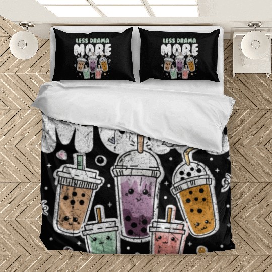 Less Drama More Boba Day Kawaii Bubble Tea Bedding Sets