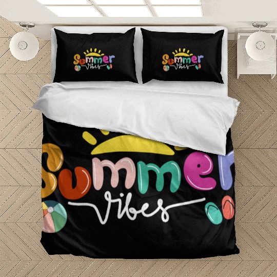Summer Vibes Hello Vacation Beach Sunshine Funny Bedding Sets