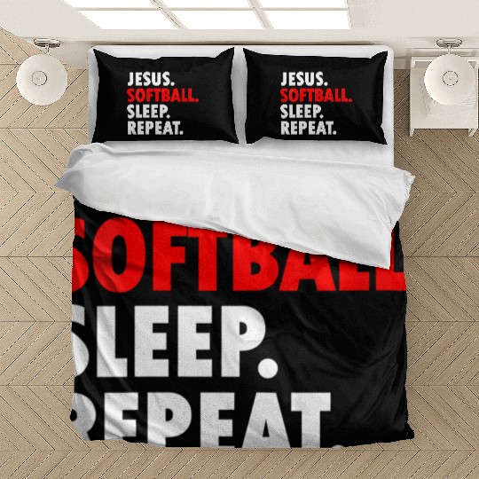 Jesus Softball Sleep Repeat - Novelty Hobby Bedding Sets