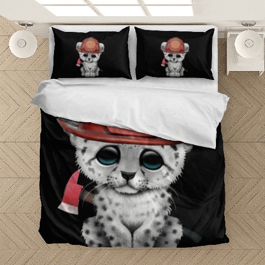 Cute Snow Leopard Cub Firefighter Bedding Sets