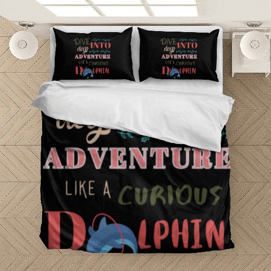 Curious Dolphin: Diving into the Deep Adventure Bedding Sets