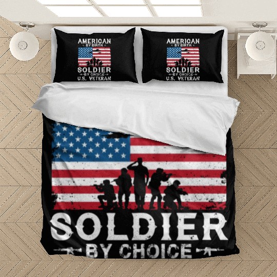 American By Birth Soldier By Choice US Veteran Bedding Sets