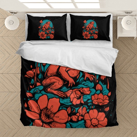 Goth Poison Frog Goblincore Fairycore Floral Frogs Bedding Sets