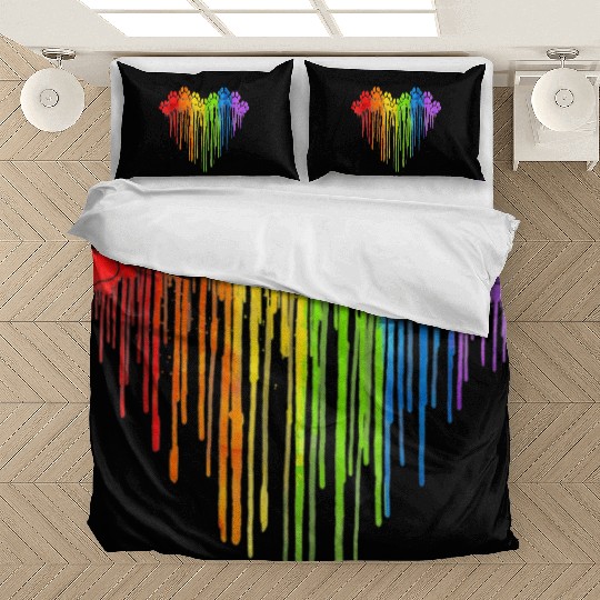 Dog Paws Rainbow Heart Dog Lover Gay Pride LGBT Bedding Sets