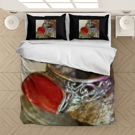 Red Coral sterling silver ring for women Bedding Sets