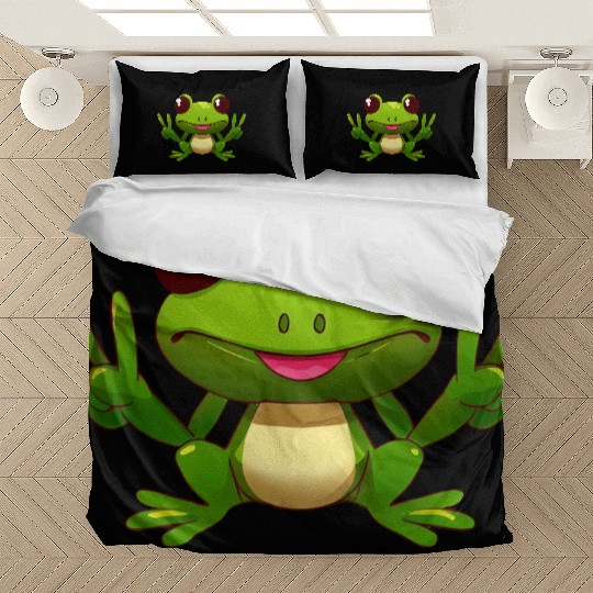 Peace frog frog with peace sign Bedding Sets