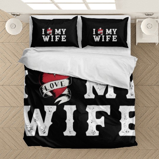 I Heart My Wife at Vintage Tattoo Style Bedding Sets