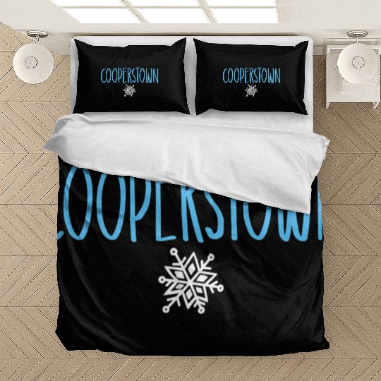 Cooperstown Ny Snowflake Drawing Light Blue Text Bedding Sets